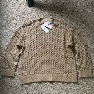 LOFT Brown Gold Knit Top
